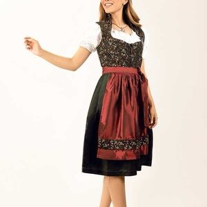 German Oktoberfest Floral Dirndl Dress Set EU 42 US 12 Large